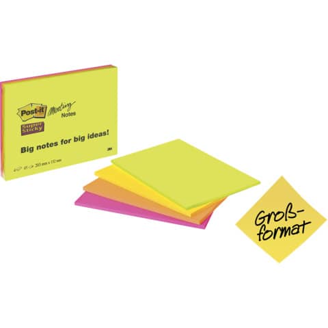 Foglietti riposizionabili Post-it® Super Sticky Meeting Notes Large assortiti conf. 4 blocchetti da 45 ff - 6845-SS EU